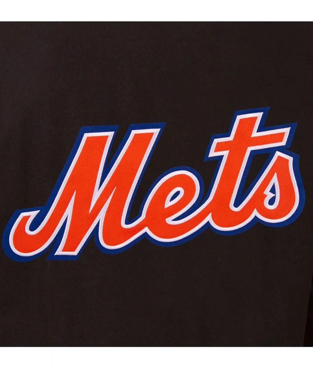 NY Mets Black Wool & Leather Jacket