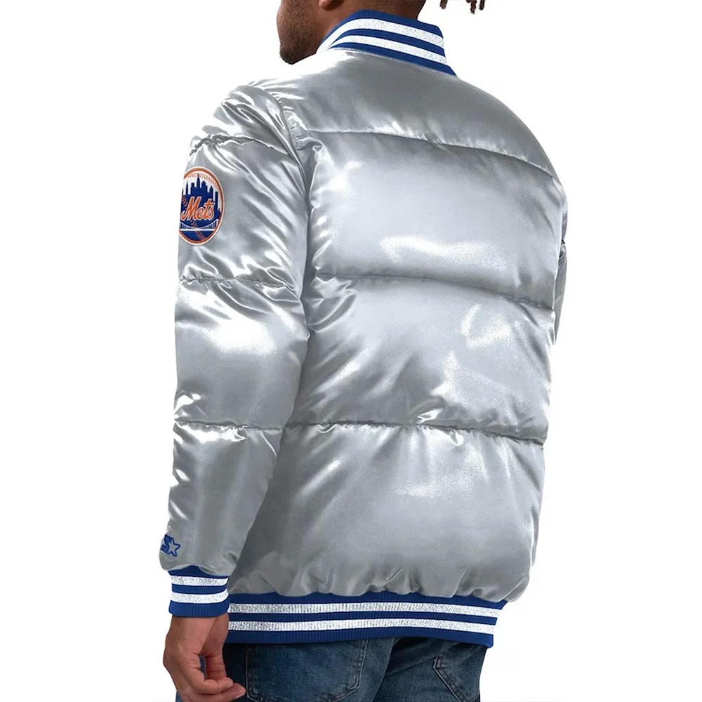 NY Mets Cooperstown Collection Bronx Puffer Satin Jacket