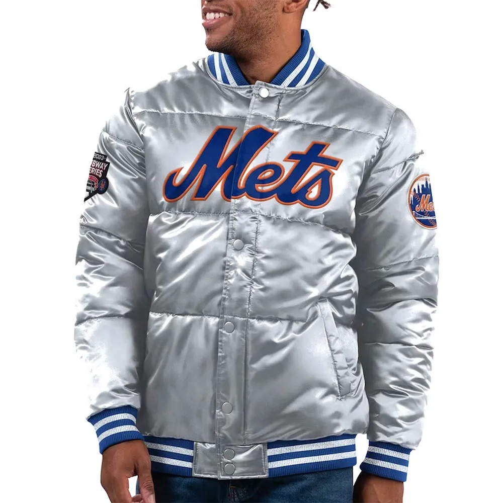 NY Mets Cooperstown Collection Bronx Puffer Satin Jacket