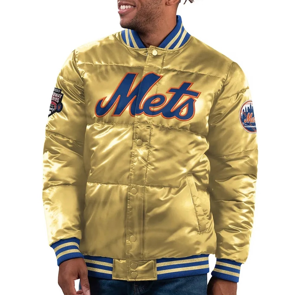 NY Mets Cooperstown Collection Bronx Puffer Satin Jacket