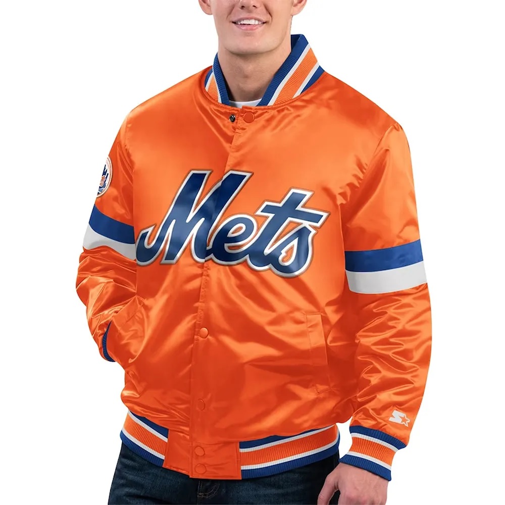 NY Mets Home Game Orange Satin Jacket
