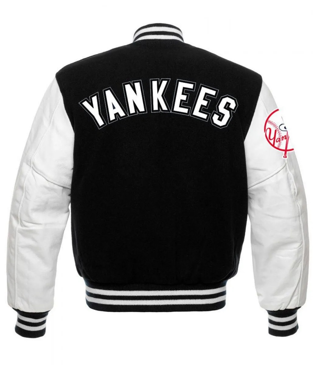 NY Yankees Black and White Varsity Jacket
