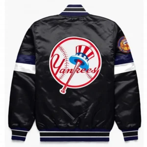 NY Yankees Home Game Black Varsity Satin Jacket