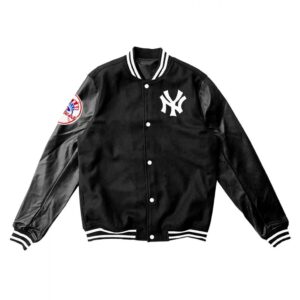 NY Yankees Varsity Wool Leather Black Jacket