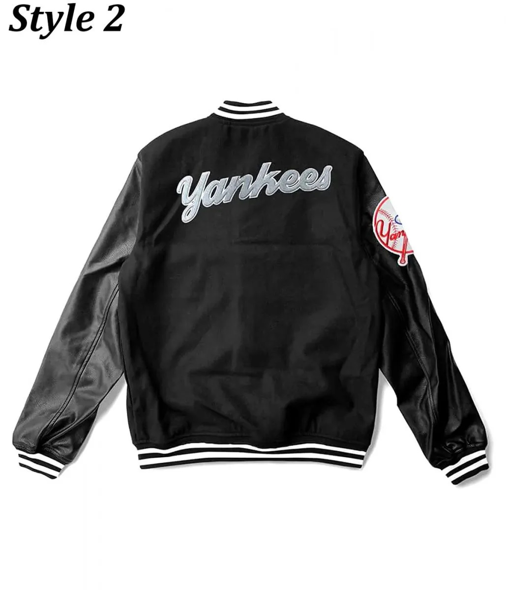 NY Yankees Varsity Wool Leather Black Jacket