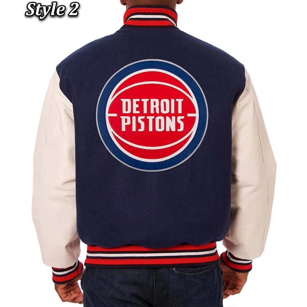 Navy White Detroit Pistons Varsity Jacket
