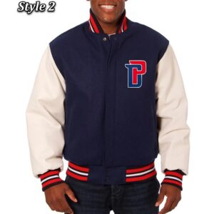 Navy White Detroit Pistons Varsity Jacket