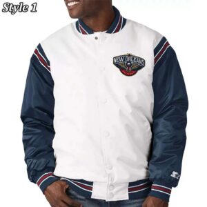 New Orleans Pelicans Renegade Varsity White Navy Jacket
