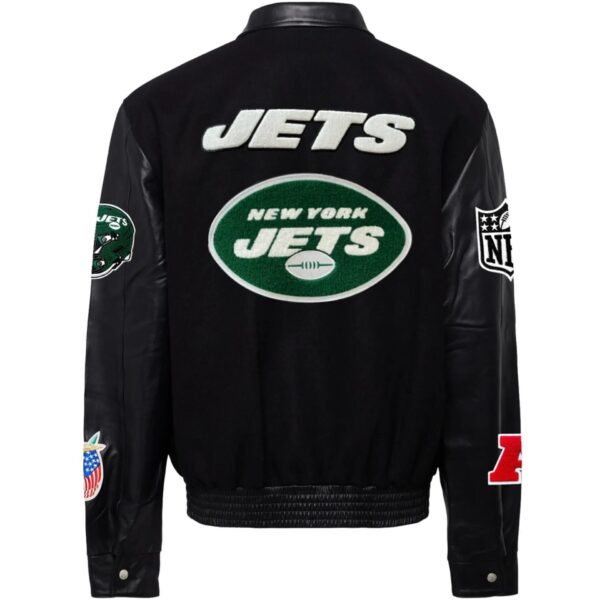 New York Jets Jeff Hamilton Wool and Leather Varsity Jacket - Image 2