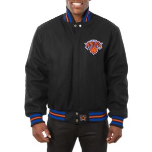 New York Knicks Black Wool Varsity Jacket