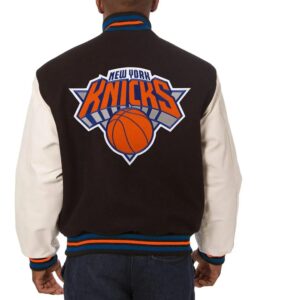New York Knicks Black and White Varsity Jacket