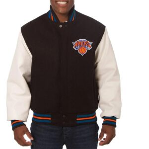 New York Knicks Black and White Varsity Jacket
