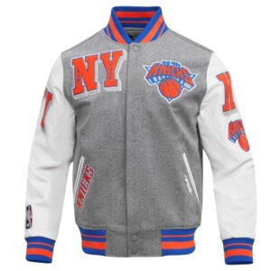 New York Knicks Mashup Wool & Leather Varsity Jacket