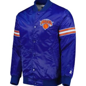 New York Knicks Pick & Roll Blue Satin Varsity Jacket