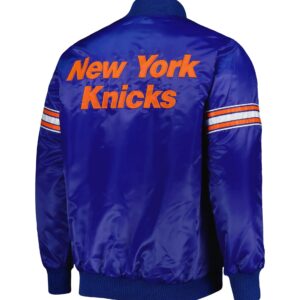 New York Knicks Pick & Roll Blue Satin Varsity Jacket