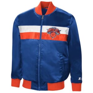 New York Knicks The Ambassador Satin Blue Varsity Jacket