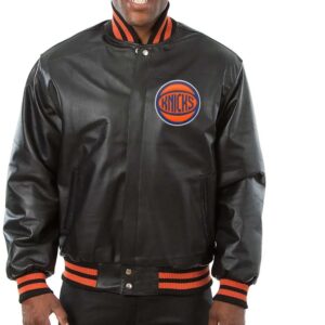 New York Knicks Varsity Black Leather Jacket