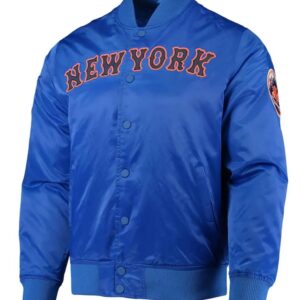 New York Mets Full-Snap Royal Blue Satin Jacket