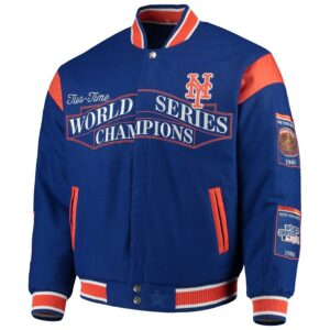 Celebrate the New York Mets' legacy with the World Series Champions Full-Snap Jacket. A stylish tribute to victory, perfect for any devoted supporter.