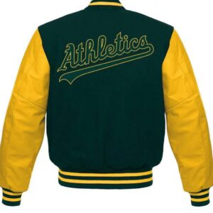 Oakland Athletics MLB Yellow and Green Letterman Jacket