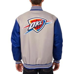 Oklahoma City Thunder Gray Royal Varsity Poly Twill Jacket