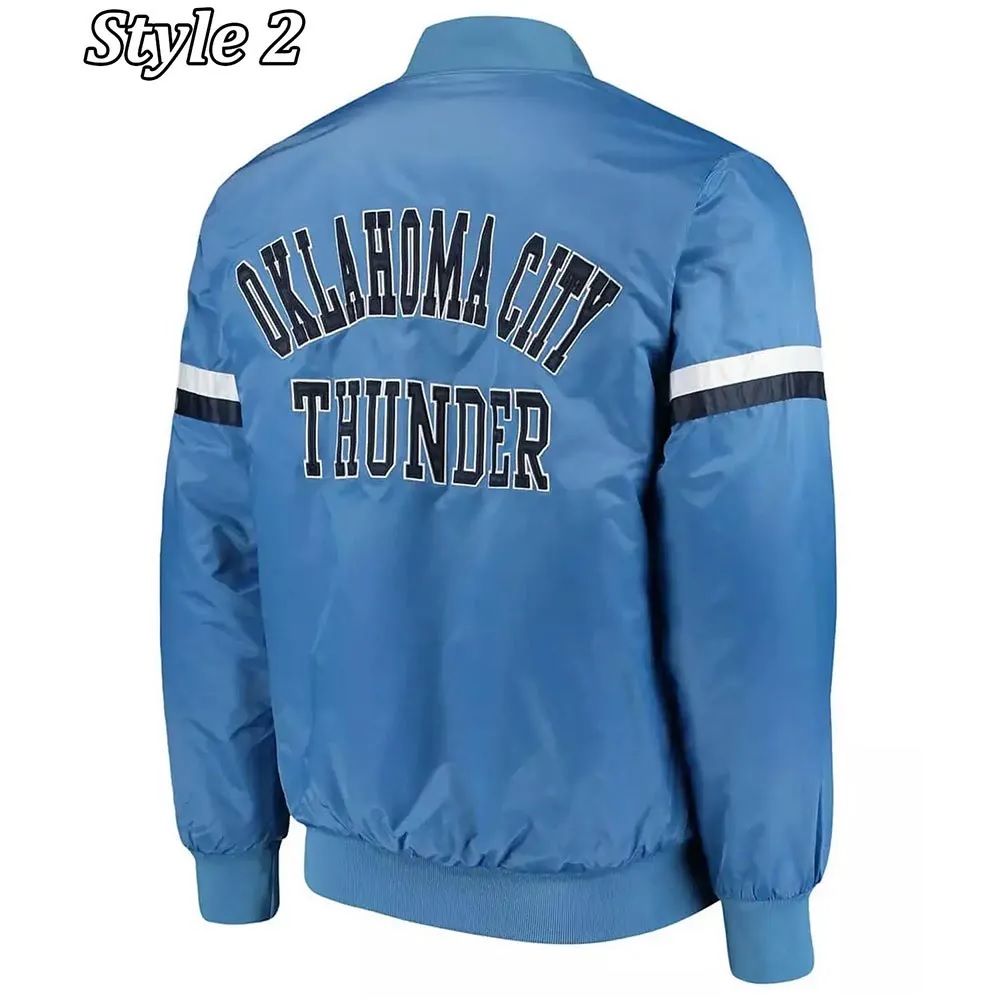 Oklahoma City Thunder Pick Varsity Satin Blue Jacket