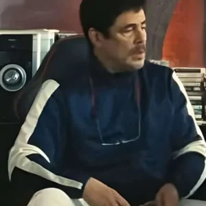 Benicio del Toro One Battle After Another Blue Jacket