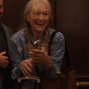 Only Murders in the Building Meryl Streep Blue Embroidered Shirt