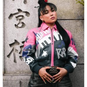 Pelle Pelle women’s 50 Years of Hip Hop leather jacket in black with bold streetwear style and classic fitted design.