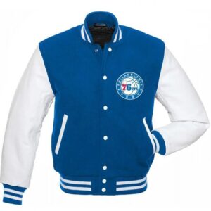 Philadelphia 76ers Letterman Blue and White Jacket
