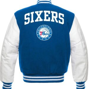 Philadelphia 76ers Letterman Blue and White Jacket