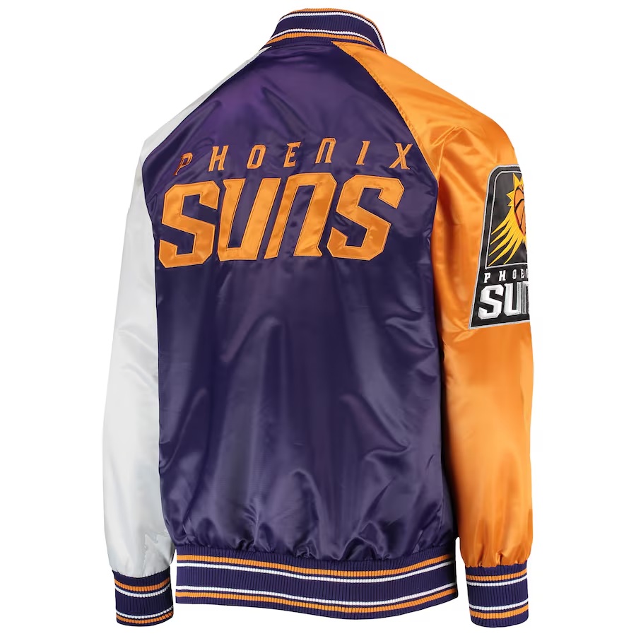 Phoenix Suns Reliever Purple and Orange Satin Jacket
