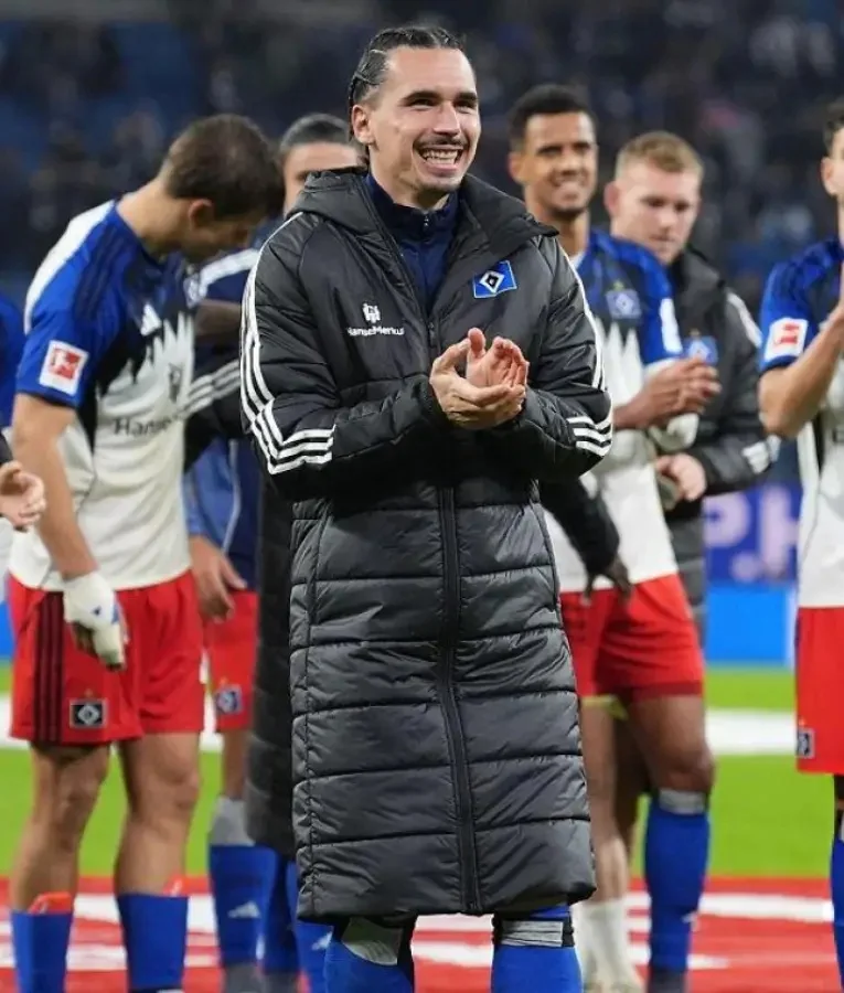 Rayan Philippe Bundesliga 2025 black puffer jacket with quilted design and sporty insulated fit.”