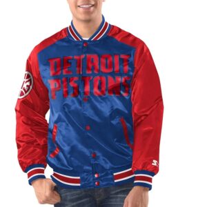 Royal/Red Detroit Pistons Renegade Varsity Satin Jacket