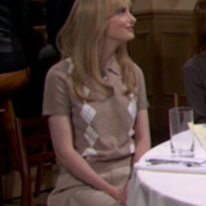 Saturday Night Live S51 Sarah Sherman Beige Argyle Sweater