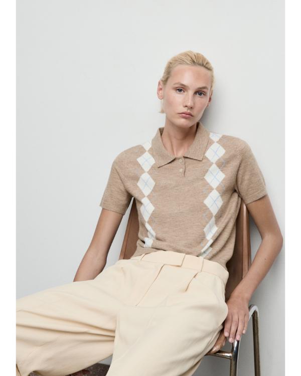 Saturday Night Live S51 Sarah Sherman Beige Argyle Sweater