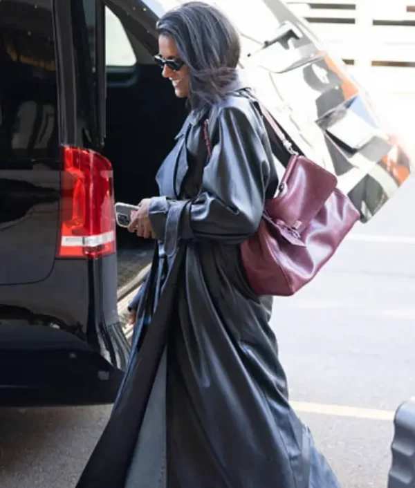 Simone Ashley Italy 2025 Long Belted Coat - Image 3