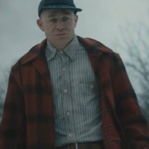 Monster Season 3 Charlie Hunnam plaid coat with classic checkered pattern and tailored fit.”
