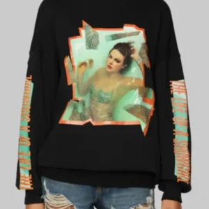 Taylor Swift ‘The Life of a Showgirl’ crewneck sweatshirt featuring front graphic text, relaxed fit, and soft cotton blend fabric.