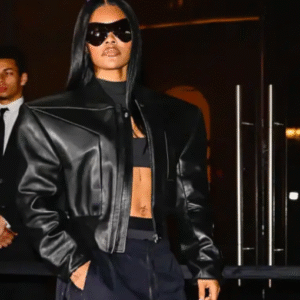 Teyana Taylor NYC 2025 Black Leather Jacket