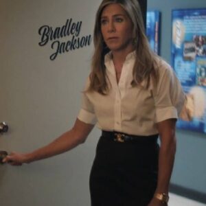 The Morning Show Jennifer Aniston White Pleated Sleeve Blouse