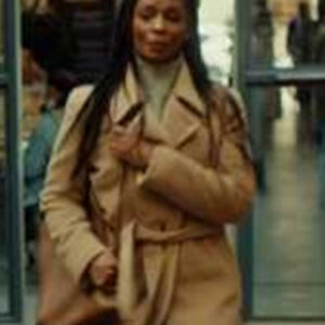 TV Series The Rumour Season 1 Episode 5 petite beige belted wool wrap coat with tailored fit and elegant design