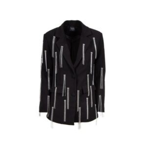 The Voice S28 Natalia Albertini Black Embellished Fringe Dress