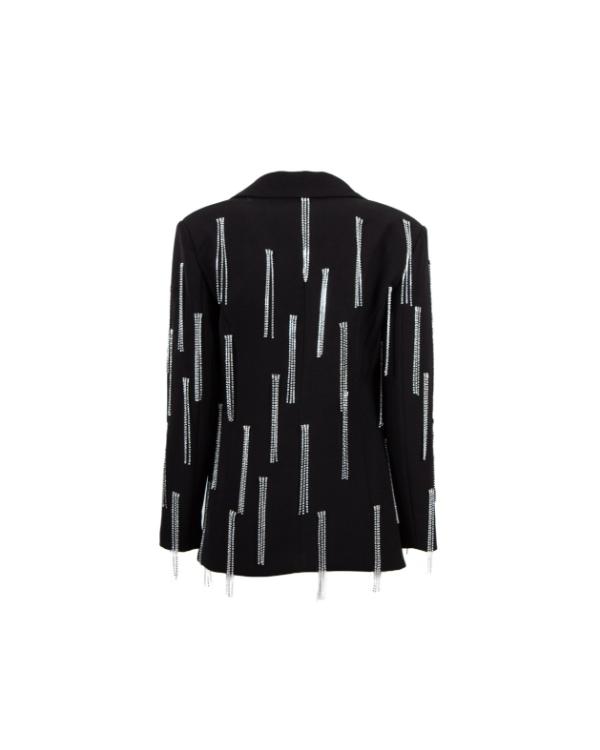 The Voice S28 Natalia Albertini Black Embellished Fringe Dress