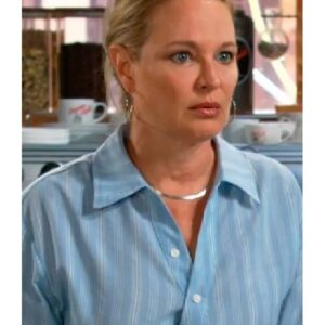 The Young and the Restless Sharon Case Blue Striped Shirt