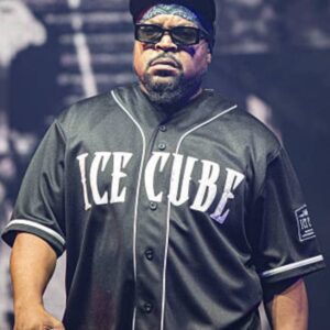 Truth to Power 4 Decades of Attitude Ice Cube black baseball jersey with white piping and bold front lettering