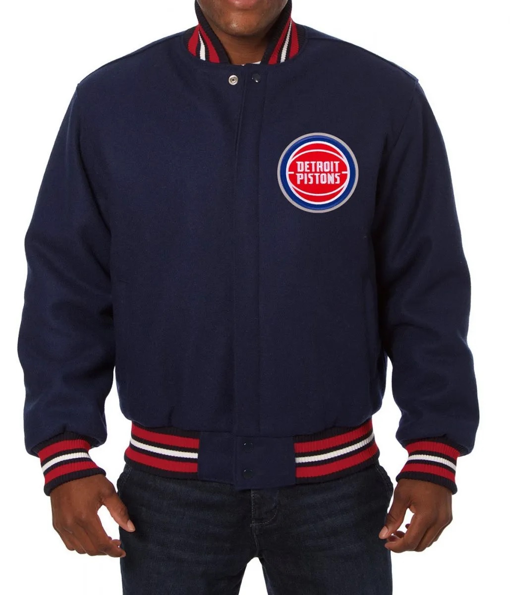 Varsity Detroit Pistons Navy Blue Wool Jacket