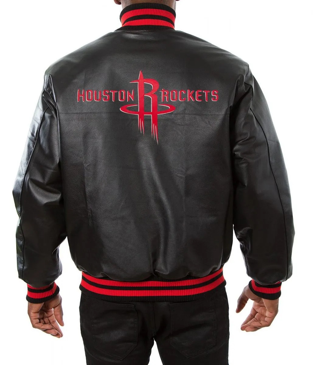 Varsity Houston Rockets Black Leather Jacket