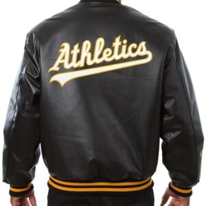 Oakland Athletics Black Leather Varsity Jacket