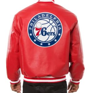 Varsity Philadelphia 76ers Red Leather Jacket